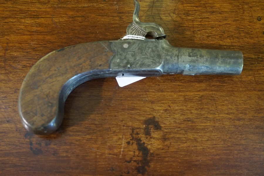 A Box Lock Percussion Pistol by Bury of London, Having a turn off barrel, folding trigger, - Image 2 of 5