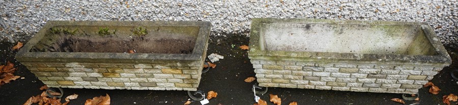 Two Pairs of Stone Garden Planters, In square and rectangular form, 35cm x 24cm, 22cm x 70cm, (4) - Image 2 of 2