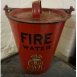 HM King George V Painted Tin Fire / Water Bucket, Having crowned GVR monogram, on a red ground, with