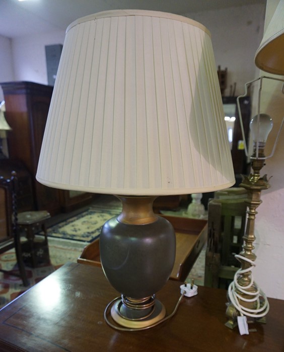 A Pair of Modern Urn Shaped Table Lamps, With shades, converted to electricity, 36cm high, also with - Image 2 of 3