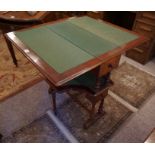 A Late Victorian Mahogany Card Table, circa 1900, Having a green felt lined interior, with drawers