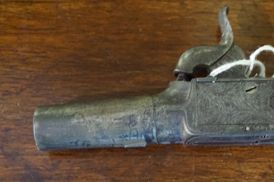 A Box Lock Percussion Pistol by Bury of London, Having a turn off barrel, folding trigger, - Image 5 of 5