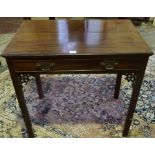 A George III Style Mahogany Side Table, circa early 19th century, Having a single drawer, raised