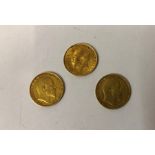 Three Edward VII and George V Gold Half Sovereigns, Dated 1902, 1908, 1914, 12 grams, (3)