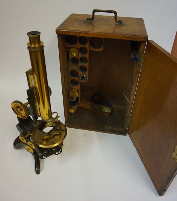 A Lacquered and Brass "Paragon" Binocular Microscope, By J.Swift & Son London, circa late 19th /