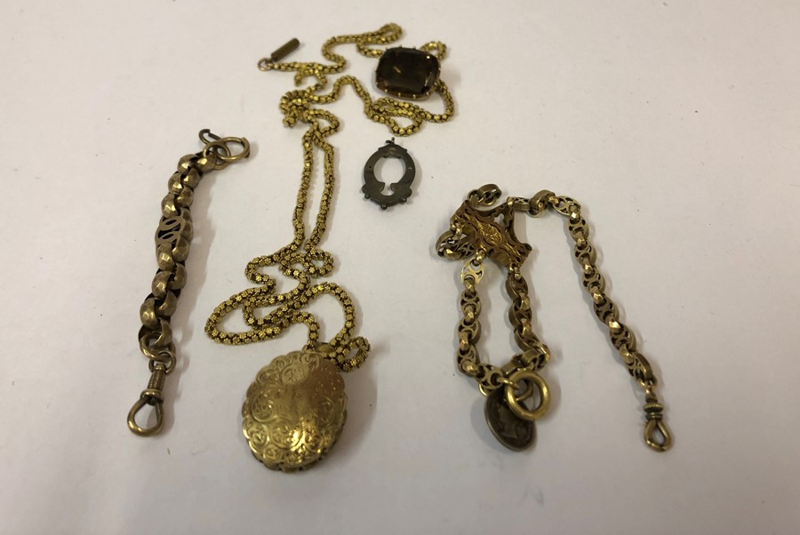 A Mixed Lot of Gold and Yellow Metal Jewellery, To include a box link chain, also with a yellow - Image 2 of 2
