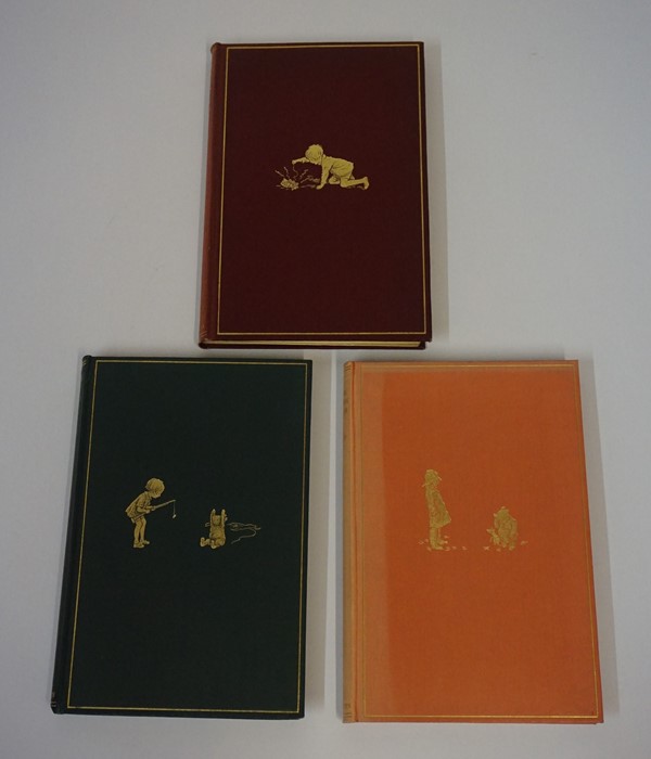 Three First Edition Books by A.A.Milne, Comprising of "Winnie The Pooh" having a dark green and gilt