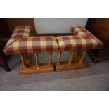 An Oak Framed Two Part Club Fender, 20th century, Upholstered in checked fabric, 48cm high, 48cm