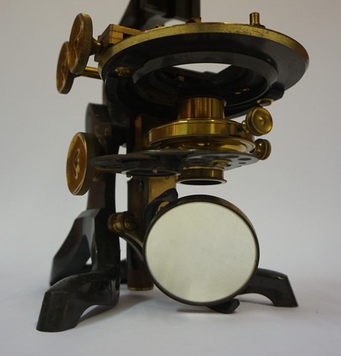 A Lacquered and Brass "Paragon" Binocular Microscope, By J.Swift & Son London, circa late 19th / - Image 8 of 13