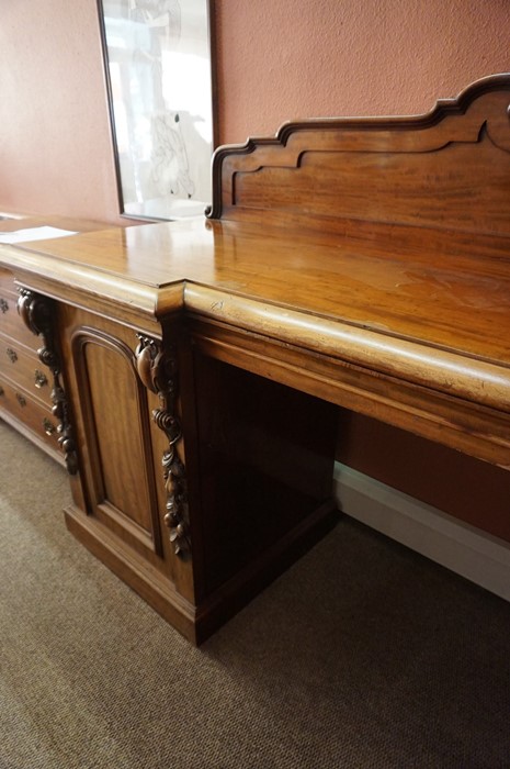 A Victorian Scottish Mahogany Pedestal Sideboard, Having a carved pediment, decorated with scrolls - Image 4 of 4