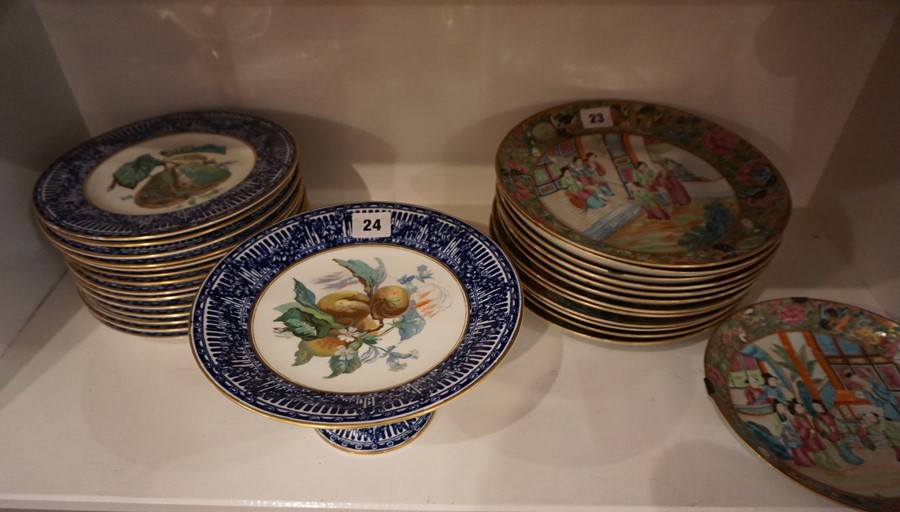 A Fifteen Piece Porcelain Dessert Service, circa early 20th century, Comprising of a stemmed comport