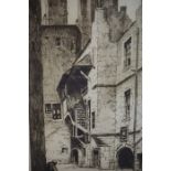 Charles H Clark (British B 1890) "Riddell,s Court" "Bakehouse Close" Two Etchings of Edinburgh,