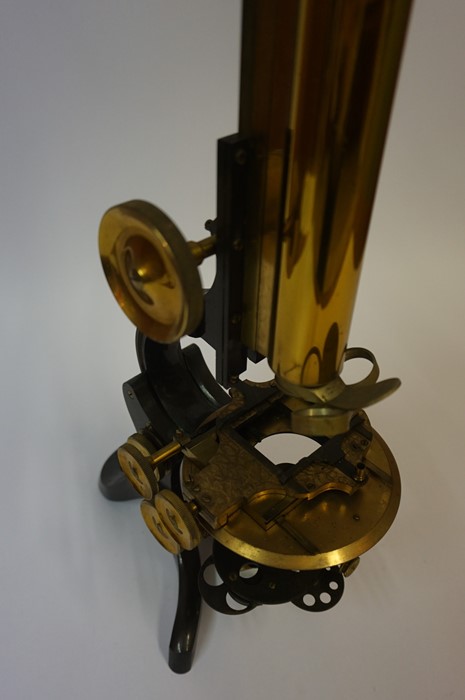 A Lacquered and Brass "Paragon" Binocular Microscope, By J.Swift & Son London, circa late 19th / - Image 3 of 13