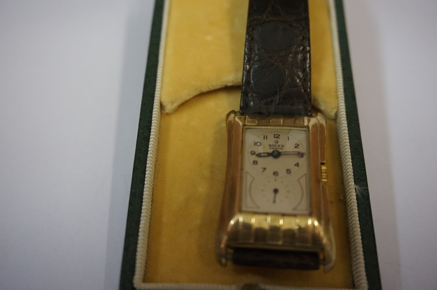 A Gold Rolex Prince Chronometre Wristwatch, circa 1930s, Having a silvered dial with subsidiary - Image 10 of 21