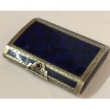 A Silver and Lapiz Lazuli Style Box, circa 1920s, probably Continental, having a hinged top,