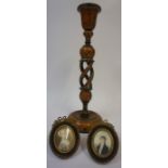 A Mixed Lot of Collectables, Comprising of a papier mache candlestick, converted, a Victorian baton,