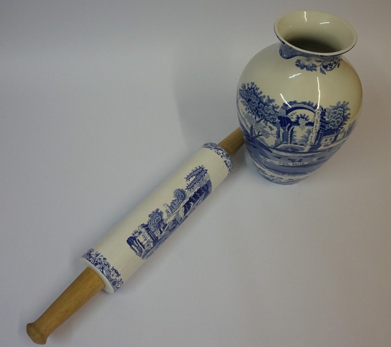 A Modern Spode Italian Design Baluster Vase, 27cm high, also with a similar Spode rolling pin, (2) - Image 3 of 6