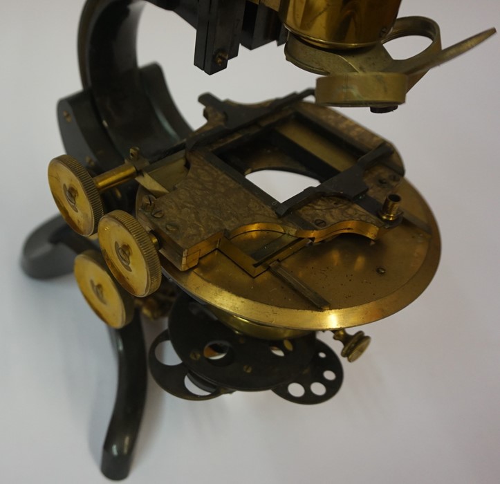 A Lacquered and Brass "Paragon" Binocular Microscope, By J.Swift & Son London, circa late 19th / - Image 9 of 13