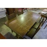 An Oak Refectory Table with Four Oak Chairs, Table 76cm high, 160cm long, 76cm wide, chairs 92cm