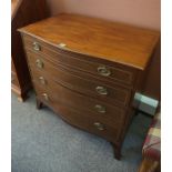 A Georgian Mahogany Serpentine Chest of Drawers, Having four graduated drawers, raised on bracket