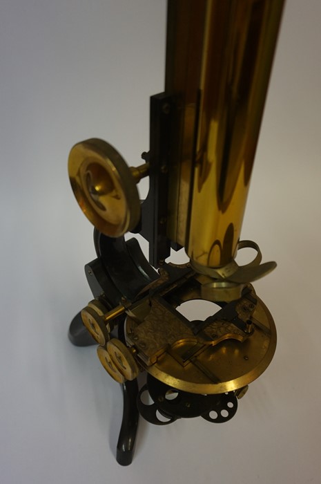 A Lacquered and Brass "Paragon" Binocular Microscope, By J.Swift & Son London, circa late 19th / - Image 10 of 13
