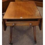 A Victorian Mahogany Sofa Style Table, Having a drawer to each end, drop sides, raised on shaped