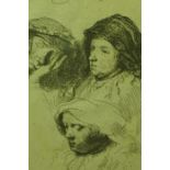 After Rembrandt "Portraits" Lithograph Plates, approximately 7cm x 6cm, (6)