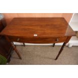 A Regency Design Mahogany Side / Hall Table, circa 19th century, raised on turned legs, 76cm high,