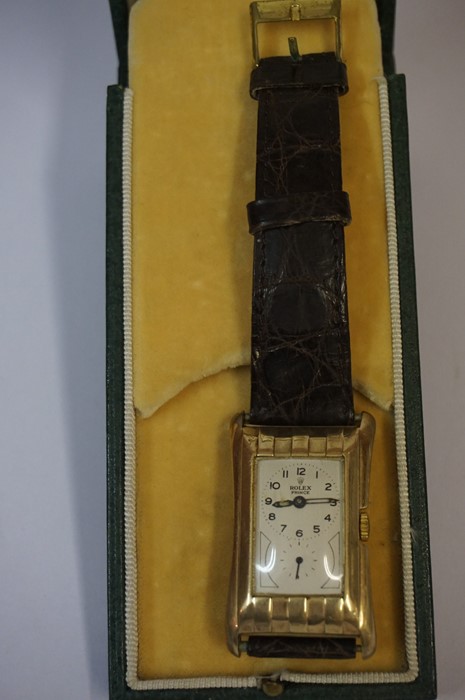 A Gold Rolex Prince Chronometre Wristwatch, circa 1930s, Having a silvered dial with subsidiary - Image 11 of 21