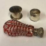 A Silver Pill Box, Having a faux tortoiseshell lid, marks rubbed, 3cm high, also with a small powder