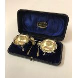 A Pair of Silver Cellars, Hallmarks for Josiah Williams & Co, London, raised on three shell and hoof