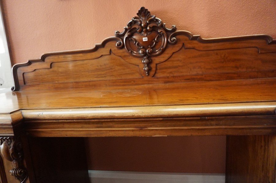 A Victorian Scottish Mahogany Pedestal Sideboard, Having a carved pediment, decorated with scrolls - Image 3 of 4