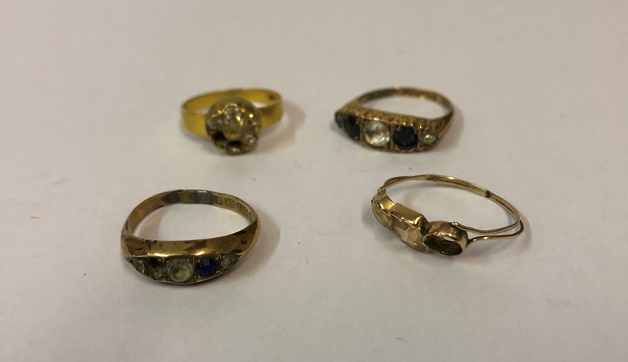 Four Ladies 9ct Gold Rings, Victorian and later, overall weight 6.1 grams, (4)