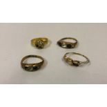 Four Ladies 9ct Gold Rings, Victorian and later, overall weight 6.1 grams, (4)