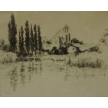 John Cameron "Montigny-Sur-Loing" Etching, signed in pencil, 21.5cm x 27.5cm, having a label for