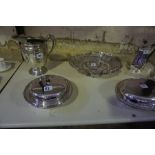 A Mixed Lot of Silver Plated Wares, To include a large jug, a four piece tea service, a Victorian