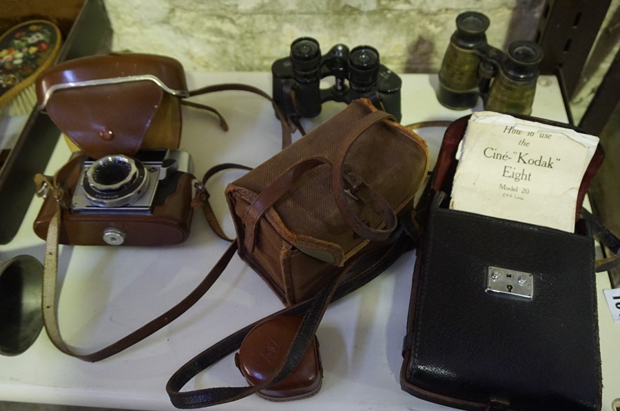 A Mixed Lot of Vintage Cameras and Field Glasses, To include a Kodak cine camera, model 20, in - Image 2 of 2