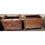 Two Wooden Outside Planters, Both of square form, having an open top, 40cm high, 56cm wide, 37cm