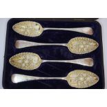 A Mixed Lot of Boxed Silver Plated Cutlery, To include a set of four serving berry spoons, a pair of