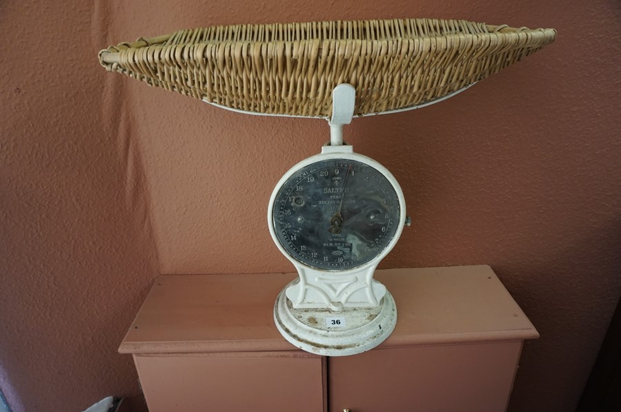 A Set of Vintage Trade Spring Balance Baby Scales by Salter, Having original basket top, stamped - Image 2 of 3