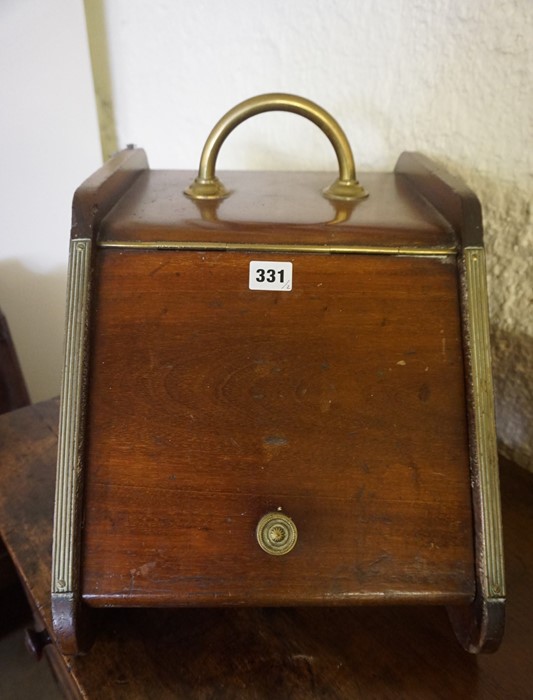 A Vintage Mahogany Coal Depot, Having a brass handle, 28cm high, 30cm wide, also with a brass coal - Image 2 of 3