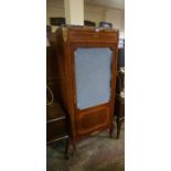 A Louis XVI Style Bookcase, Having a detachable marble top, above a grill type door, enclosing