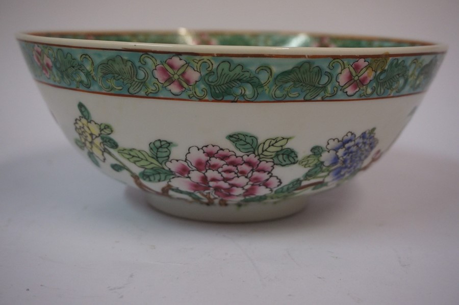 A Chinese Famille Verte Bowl, circa early to mid 20th century, Decorated with allover colourful