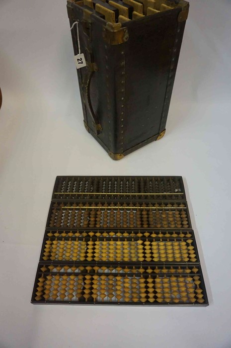 A Japanese Abacus, the four abucus are enclosed in a black lacquered and metal travel box - Image 2 of 2