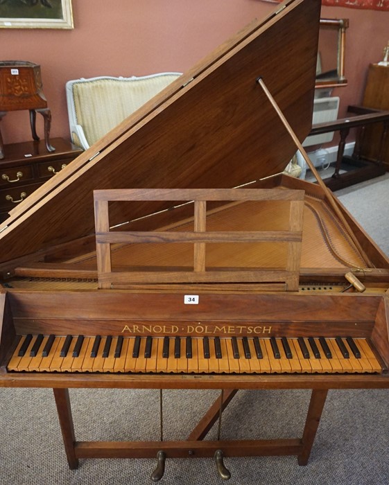 Eugene Arnold Dolmetsch (French 1858-1940) A Vintage Wing Shaped Spinet Harpischord, no 528, 54cm