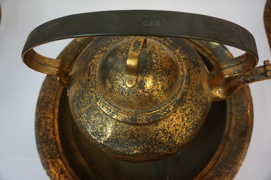 A Large Copper Tea Kettle, stamped C.E.E, 41cm high, also with a similar large bowl, (2) - Image 3 of 3