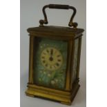 A Miniature French Gilt Metal and Enamel Carriage Clock, circa early 20th century, Inscribed Henry