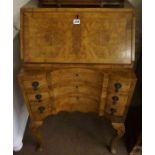 A Ladies Walnut Writing Bureau, circa early to mid 20th century, Having a fall front enclosing