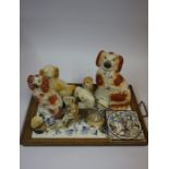 A Mixed Lot of Decorative Porcelain and Pottery, to include wally dogs, a Continental porcelain