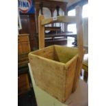 A Pair of Chinese Style Stripped Wood Rice Buckets, of square form, 54cm high, 35cm wide, (2)